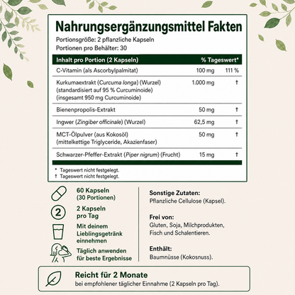 Curavita™ Kurkuma Curcumin 1000mg | 95 % Curcumin. Optimale Aufnahme. Spürbare Ergebnisse.