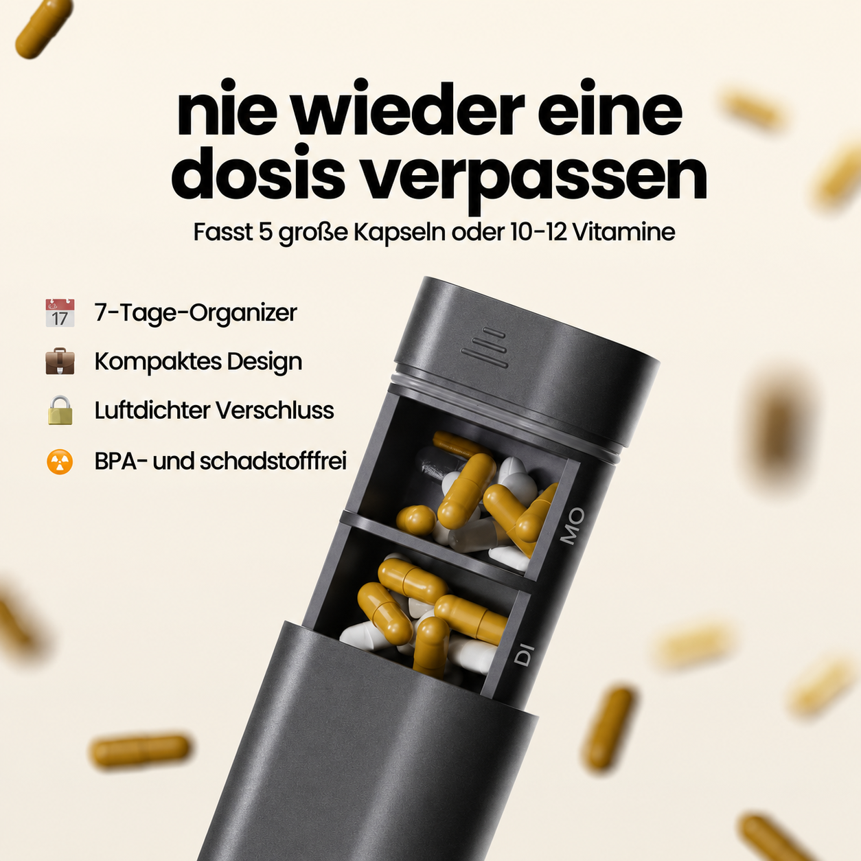Tablettenbox | 7 sichere Fächer für eine ganze Woche